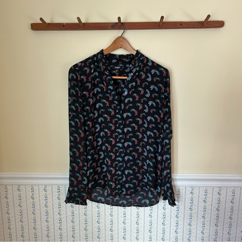 Premise Studio Patterned Long Sleeve Blouse Top